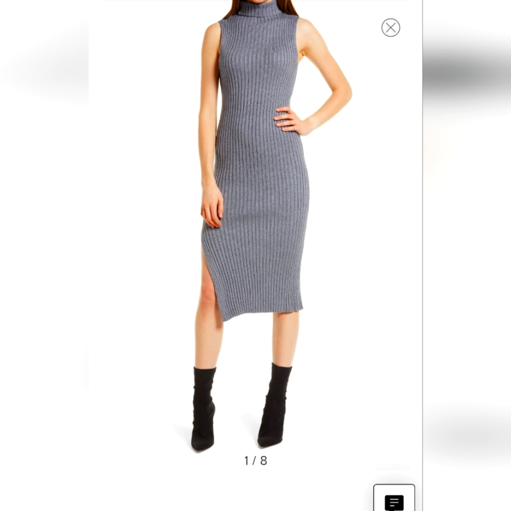vici collection ribbed mock neck sleeveless dress/maternity